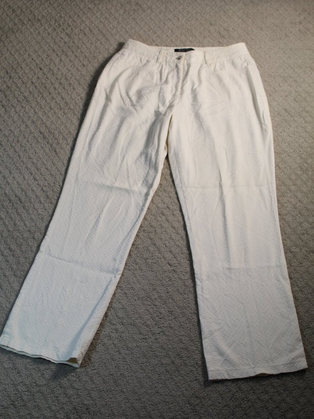 Etcetera Size 6 Ivory Geometric Textured High Rise Straight Leg Pants